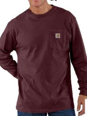 Carhartt Maroon Long Sleeve Pocket Tee